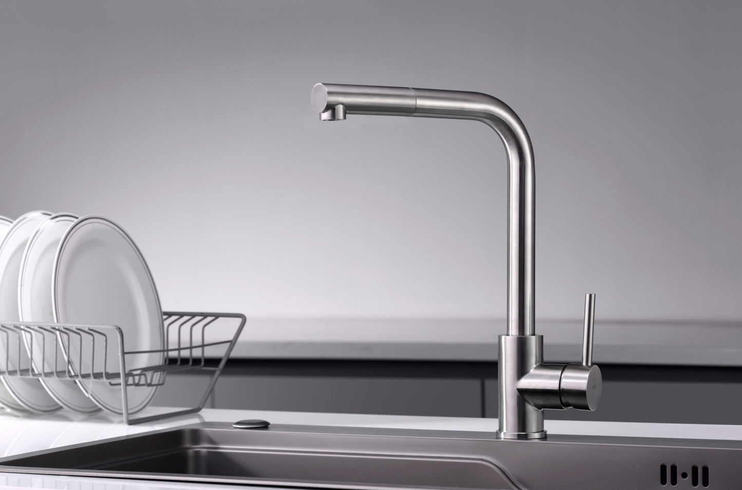 CHROME PULL-OUT SINGLE-LEVER KITCHEN FAUCET