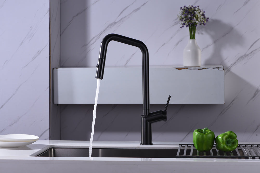 BLACK GUN METAL PULL-OUT SINGLE-LEVER KITCHEN FAUCET