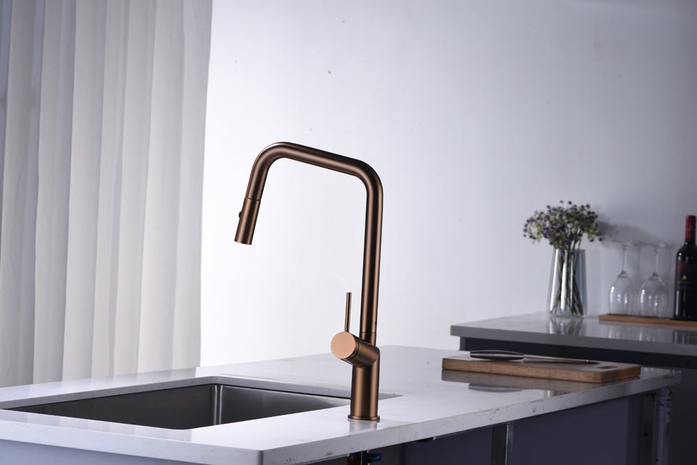 ROSE GOLD PULL-OUT SINGLE-LEVER KITCHEN FAUCET