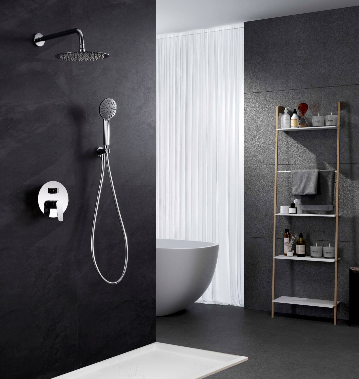 CHROMED BUILT-IN SINGLE-LEVER SHOWER SET