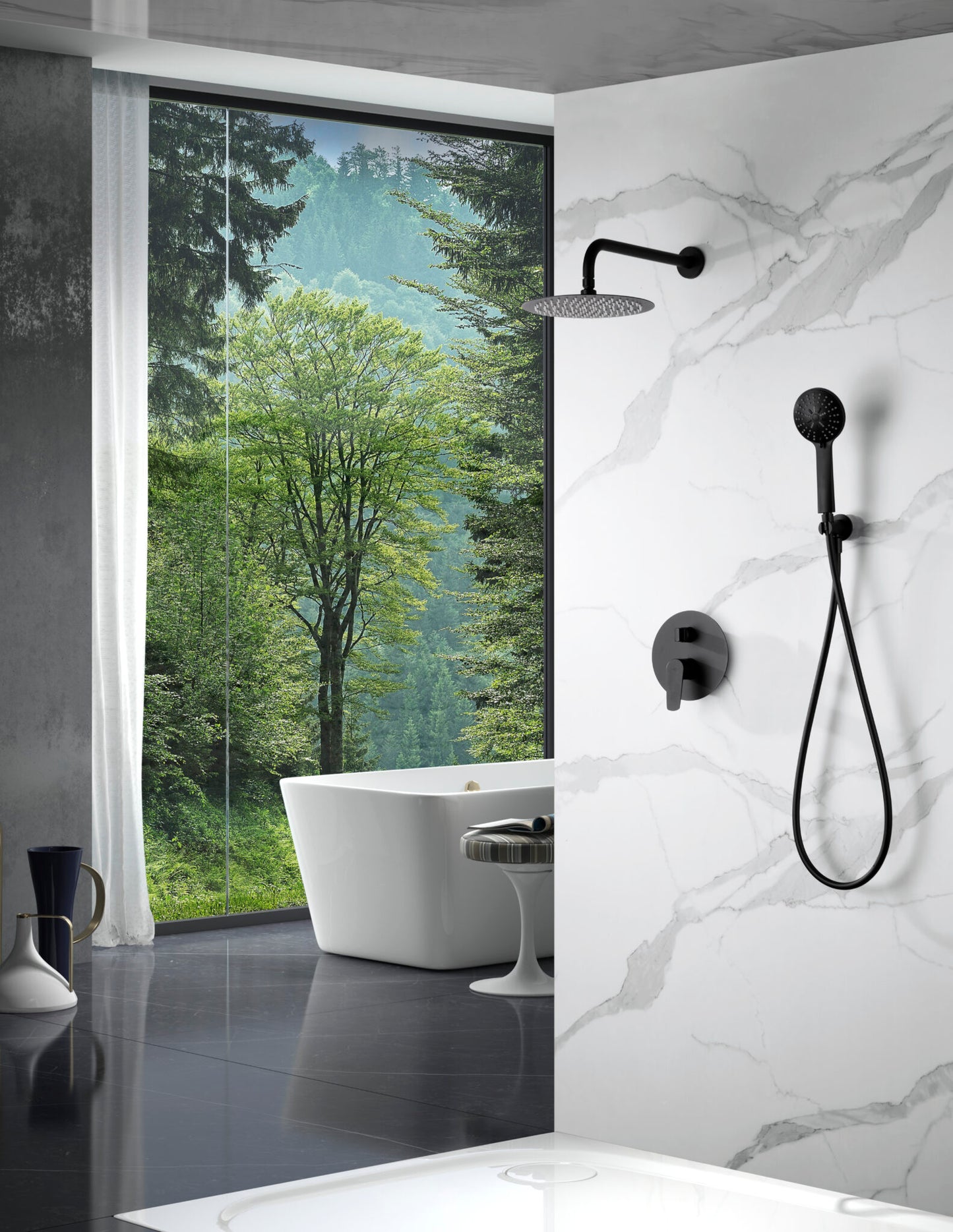 MATTE BLACK BUILT-IN SINGLE-LEVER SHOWER SET