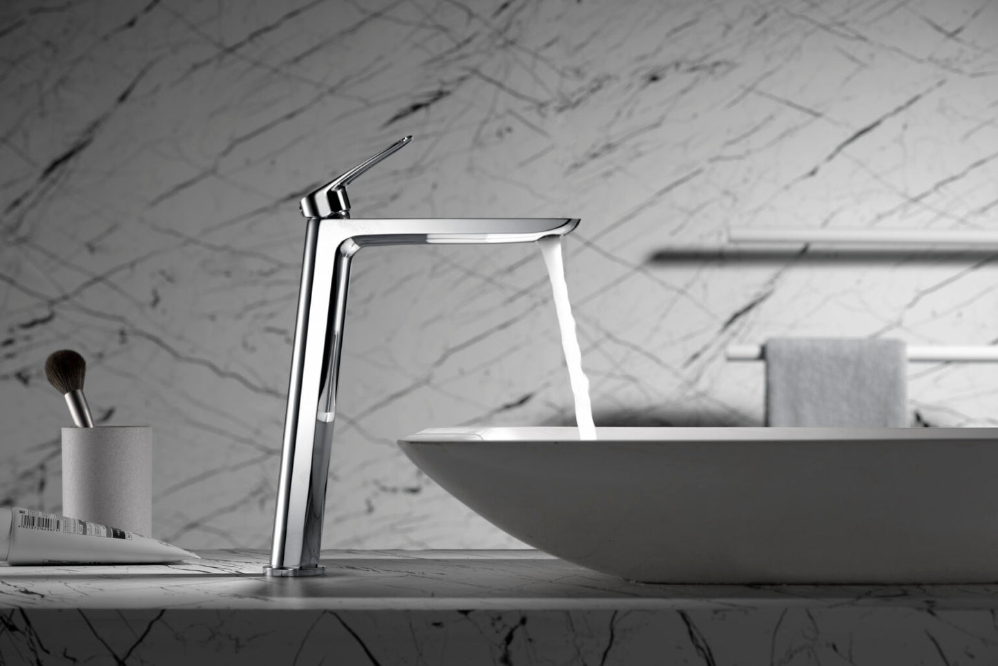 SINGLE-LEVER BASIN MIXER XL-SIZE WITH HIGH CHROME SPOUT