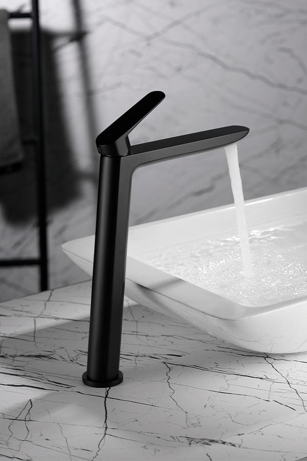 SINGLE-LEVER BASIN MIXER XL-SIZE WITH HIGH SPOUT, MATT BLACK