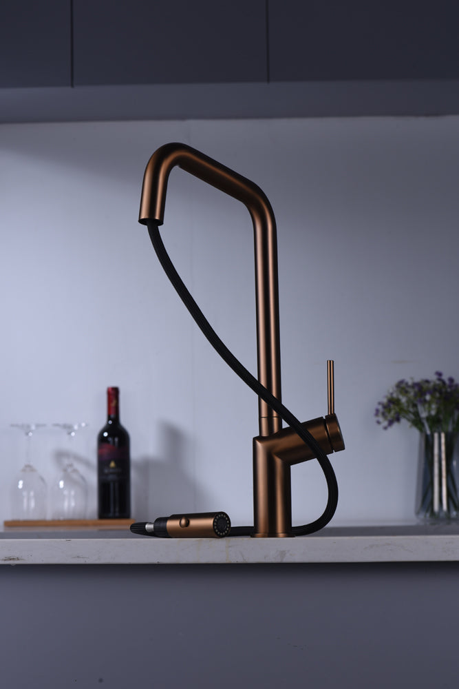 ROSE GOLD PULL-OUT SINGLE-LEVER KITCHEN FAUCET