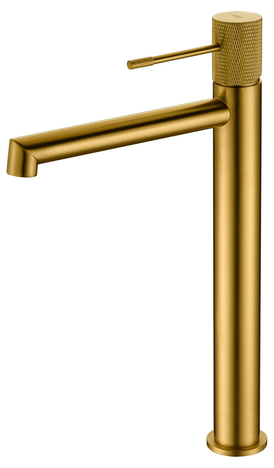 SINGLE-LEVER BASIN MIXER XL-SIZE WITH BRUSHED GOLD HIGH SPOUT
